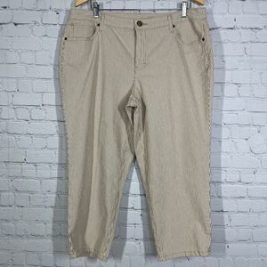 Cj Banks Pants Womens Plus Size 16W Striped Beige White Casual Denim Ankle Chino